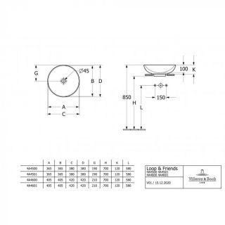 Раковина Villeroy Boch Loop & Friends 4A460001 42 см альпийский белый
