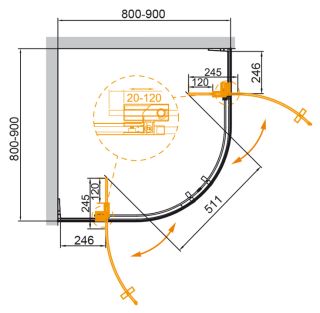 Душевой уголок Cezares Slider SLIDER-R-2-80/90-Grigio-Cr 80/90x80/90 см профиль хром стекло серое