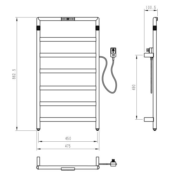 Полотенцесушитель электрический Wonzon & Woghand K?ln WW-A6016-BR 47x86 см брашированный никель