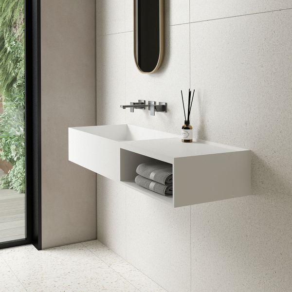 Раковина Solid Surface Vincea VWB-6S112MW, 1200*400*200, подвесная, цвет белый матовый
