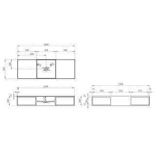 Раковина Solid Surface Vincea VWB-6S212MW, 1200*400*200, подвесная, цвет белый матовый