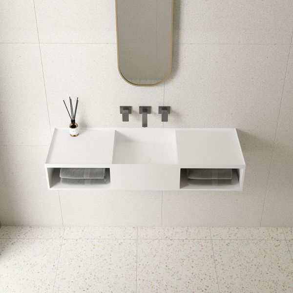 Раковина Solid Surface Vincea VWB-6S212MW, 1200*400*200, подвесная, цвет белый матовый