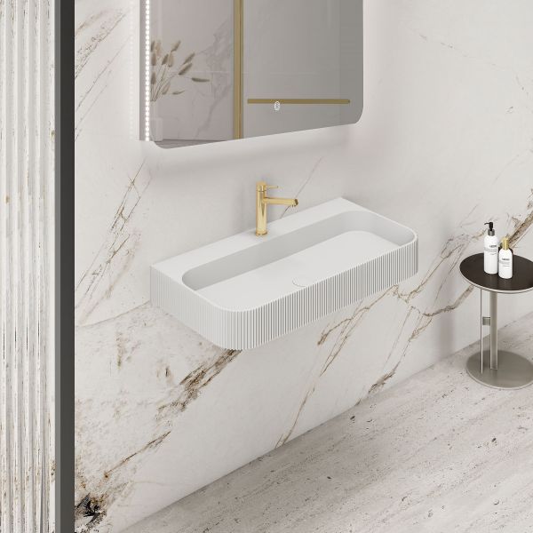 Раковина Solid Surface Vincea VWB-6SG90MW, 900*460*120, подвесная, цвет белый матовый