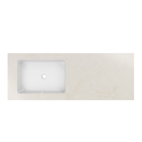 Столешница Vincea из кварца с интегрированной раковиной VWTB-4LX140QBG-L, левая, цвет бежевый