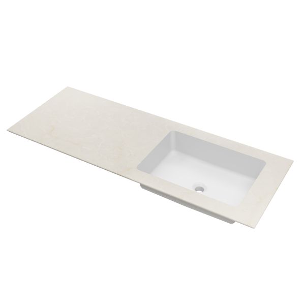 Столешница Vincea из кварца с интегрированной раковиной VWTB-4LX140QBG-R, правая, цвет бежевый