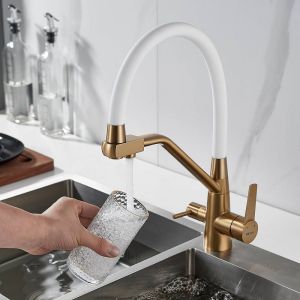 Смеситель для кухни Shevanik S968G с подключением фильтра золото