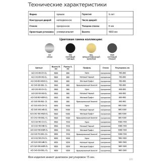 Боковая часть Azario Shanghai AZ-C43-120-CH-CL 120 см профиль хром стекло прозрачное