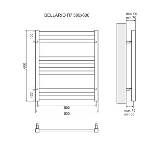 Полотенцесушитель водяной Lemark Bellario LM68810BL П10 500x800, черный