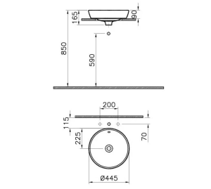 Раковина Vitra Metropole 5940B003-0012  44.5cm-цвет белый
