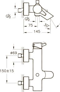 Смеситель VitrA Nest Trendy A42242EXP для ванны и душа
