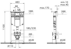 Инсталляция VitrA Uno 730-5800-01EXP для подвесного унитаза