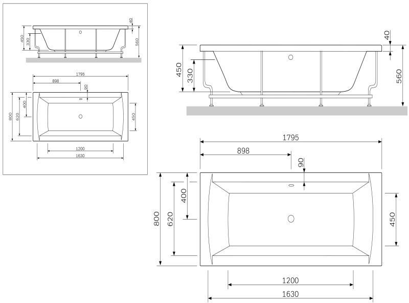 Каркас для ванны Am.Pm Admire W1AA-180-080W-R 180x80 см Каркас для ванны Am.Pm Admire W1AA-180-080W-R 180x80 см
