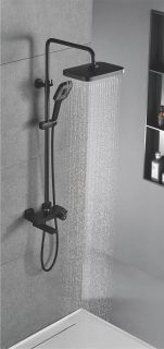 Душевая стойка Rose R1896H с термостатом чёрный матовый Душевая стойка Rose R1896H с термостатом чёрный матовый