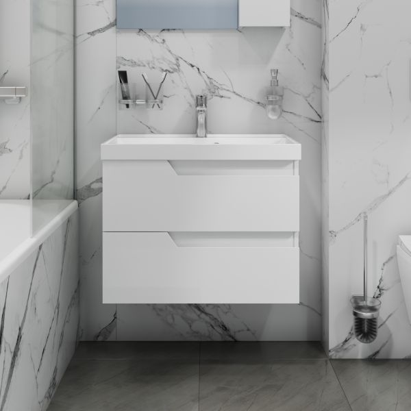 Подвесная тумба под раковину Санта Антарес 700518 70 см белый глянец