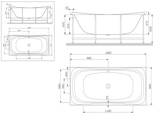 Каркас Am.pm Sensation W30A-180-080W-R 180х80 см