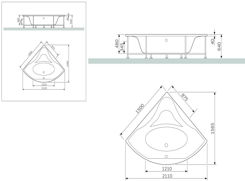 Каркас Am.pm Bliss L W53A-150C150W-R 150x150 см