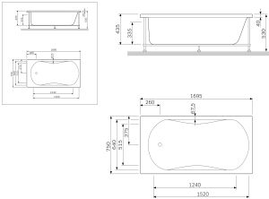Каркас Am.pm Bliss L W53A-170-075W-R 170x75 см