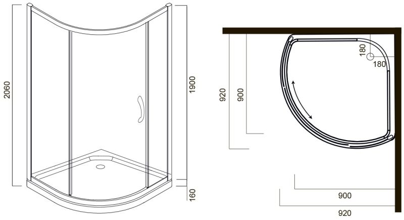 Душевой уголок Am.Pm Bliss L W53E-315-090MT 90x90 с поддоном