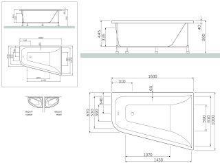 Акриловая ванна Am.pm Inspire W5AA-160L100W-A64 160x100 см левосторонняя Акриловая ванна Am.pm Inspire W5AA-160L100W-A64 160x100 см левосторонняя