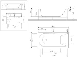 Каркас Am.pm Inspire W5AA-170-075W-R64 170x75 см