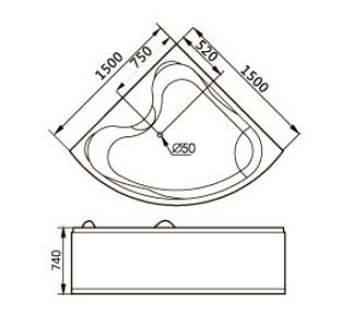 Акриловая ванна Gemy G9041 K 150x150x74 Акриловая ванна Gemy G9041 K 150x150x74