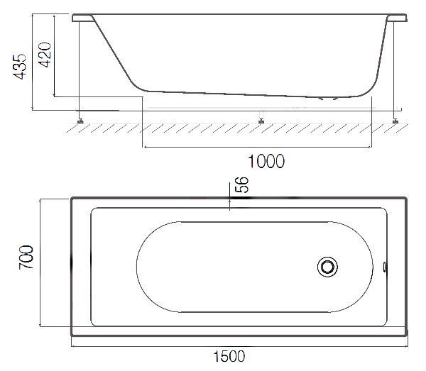 Акриловая ванна Am.Pm Sense W75A-150-070W-A 150x70 см Акриловая ванна Am.Pm Sense W75A-150-070W-A 150x70 см