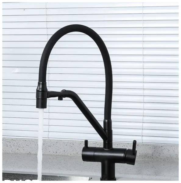 Смесители для кухни Gappo G4398-86 под фильтр с гибким изливом чёрный