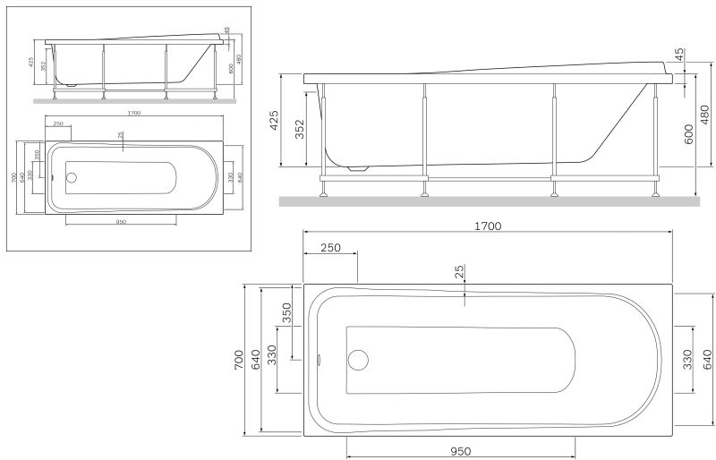 Экран Am.pm Like W80A-170-070W-P 170x70 см