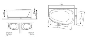 Каркас для ванны Am.pm Like W80A-170L110W-R 170x110 см левосторонний