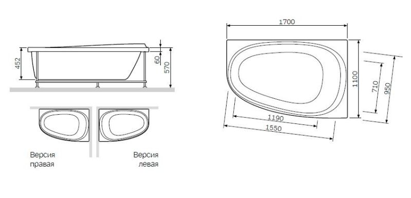 Каркас для ванны Am.pm Like W80A-170R110W-R 170x110 см правосторонний Каркас для ванны Am.pm Like W80A-170R110W-R 170x110 см правосторонний