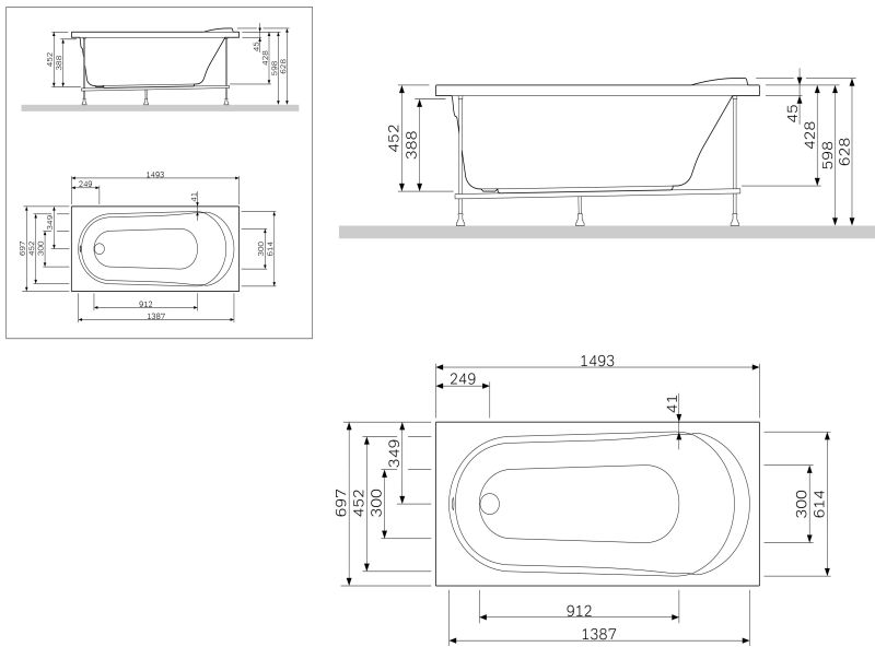 Каркас Am.pm Joy W85A-150-070W-R 150x70 см