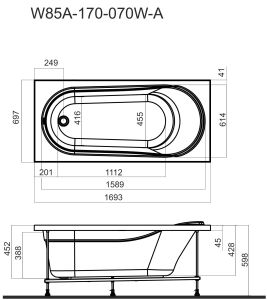 Акриловая ванна Am.pm Joy W85A-170-070W-A 170x70 см