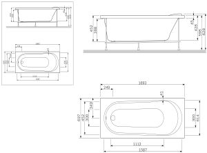 Каркас Am.pm Joy W85A-170-075W-R 170x75 см