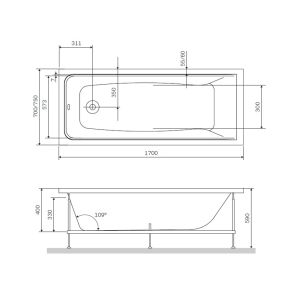 Акриловая ванна Am.pm Gem W90A-170-070W-A 170x70 см