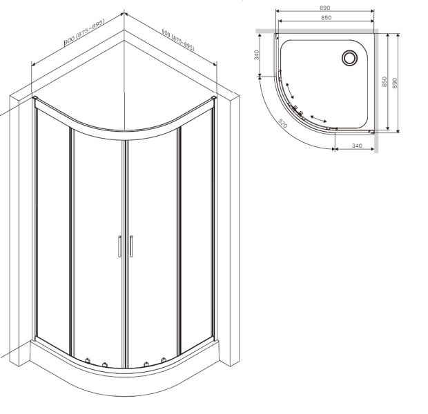 Душевой уголок Am.Pm Gem W90G-401-090WT 90x90