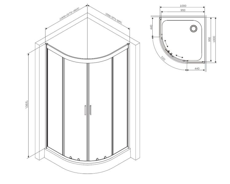 Душевой уголок Am.Pm Gem W90G-401-100WT 100x100