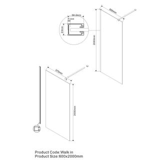 Душевая перегородка Vincea Walk-in VSG-1W600CL 60 см стекло прозрачное