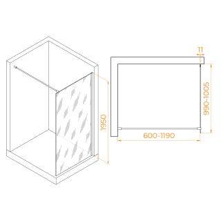 Душевая перегородка RGW WA-002B 35100210-24 100 см профиль чёрный стекло матовое-сатинат