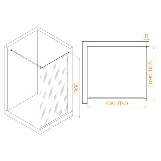 Душевая перегородка RGW WA-002 35100211-21 110 см профиль хром стекло матовое-сатинат