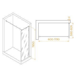 Душевая перегородка RGW WA-002 35100206-21 60 см профиль хром стекло матовое-сатинат