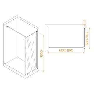 Душевая перегородка RGW WA-002B 35100207-24 70 см профиль чёрный стекло матовое-сатинат