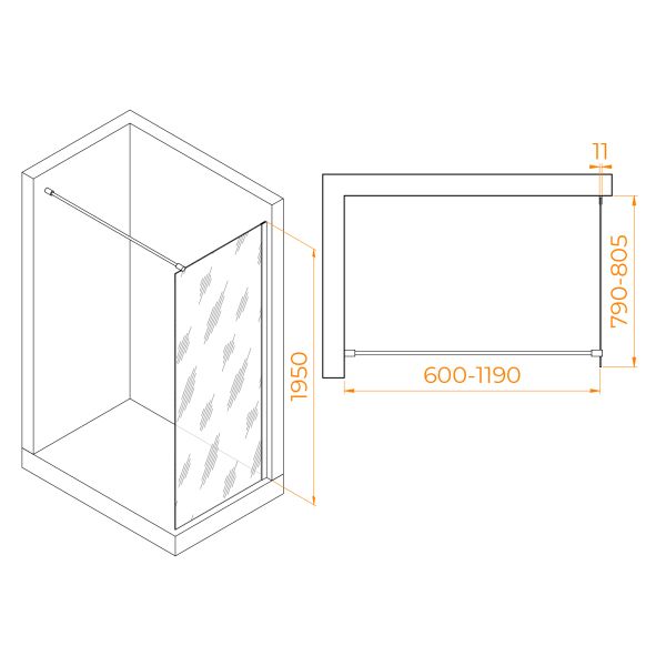 Душевая перегородка RGW WA-002G 35100208-16 80см золото