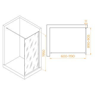 Душевая перегородка RGW WA-002B 35100209-24 90 см профиль чёрный стекло матовое-сатинат