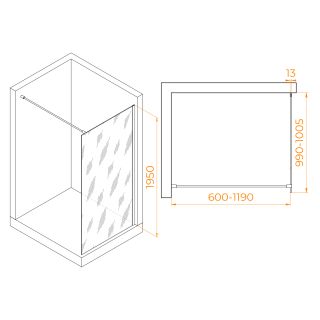 Душевая перегородка RGW WA-010B 351001010-34 100 см профиль чёрный стекло тонированное