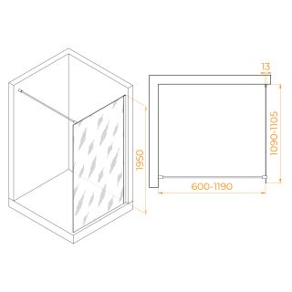 Душевая перегородка RGW WA-010 351001011-21 110 см профиль хром стекло матовое-сатинат