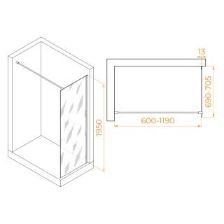 Душевая перегородка RGW WA-010B 351001007-24 70 см профиль чёрный стекло матовое-сатинат