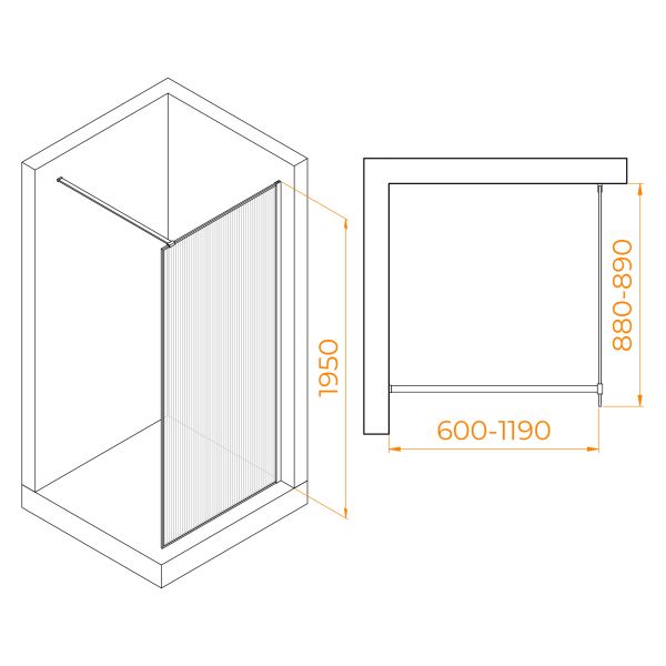 Душевая перегородка RGW WA-08G 06100809-156 90см золото