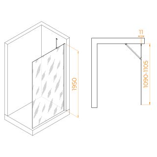 Душевая перегородка RGW WA-102B 351010211-24 110 см профиль чёрный стекло матовое-сатинат