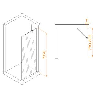 Душевая перегородка RGW WA-102B 351010208-24 80 см профиль чёрный стекло матовое-сатинат