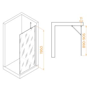 Душевая перегородка RGW WA-102B 351010209-34 90 см профиль чёрный стекло тонированное